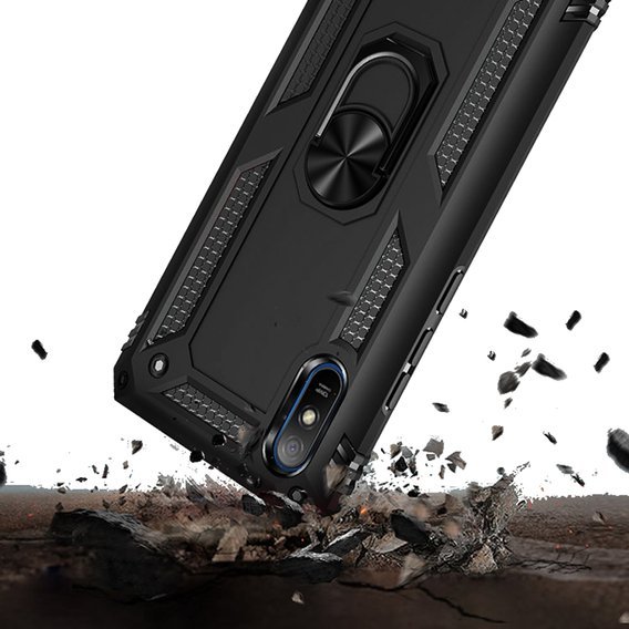 Husă blindată pentru Xiaomi Redmi 9A, Nox Case Ring, negru