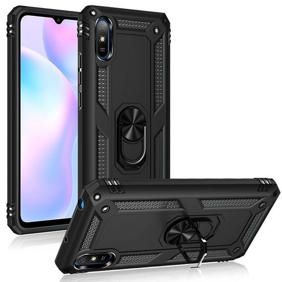 Husă blindată pentru Xiaomi Redmi 9A, Nox Case Ring, negru