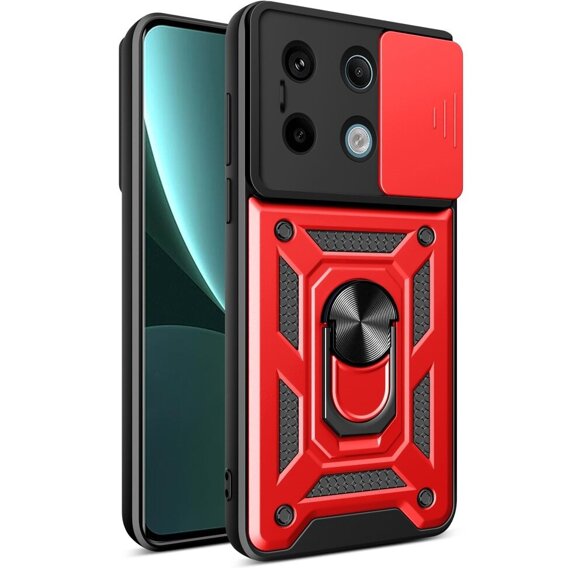 Husă blindată pentru Xiaomi Redmi Note 13 Pro 5G, CamShield Slide, roșu