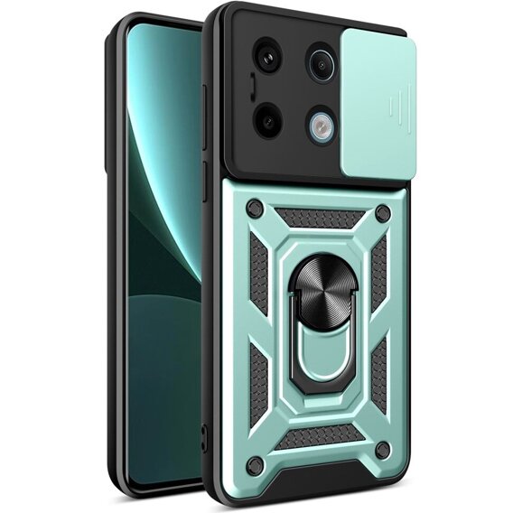 Husă blindată pentru Xiaomi Redmi Note 13 Pro 5G, CamShield Slide, verde