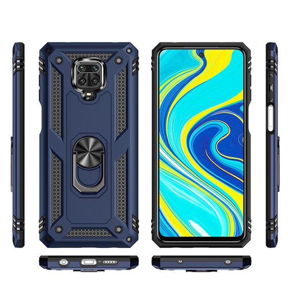 Husă blindată pentru Xiaomi Redmi Note 9S / 9 Pro, Nox Case Ring, albastru închis