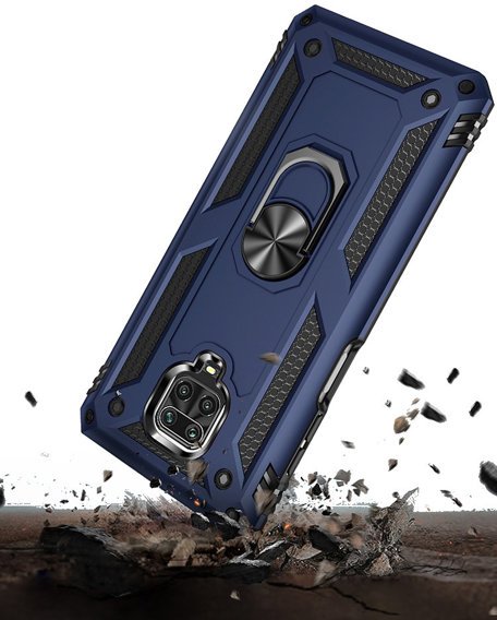 Husă blindată pentru Xiaomi Redmi Note 9S / 9 Pro, Nox Case Ring, albastru închis