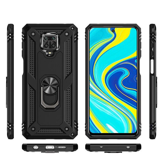 Husă blindată pentru Xiaomi Redmi Note 9S / 9 Pro, Nox Case Ring, negru