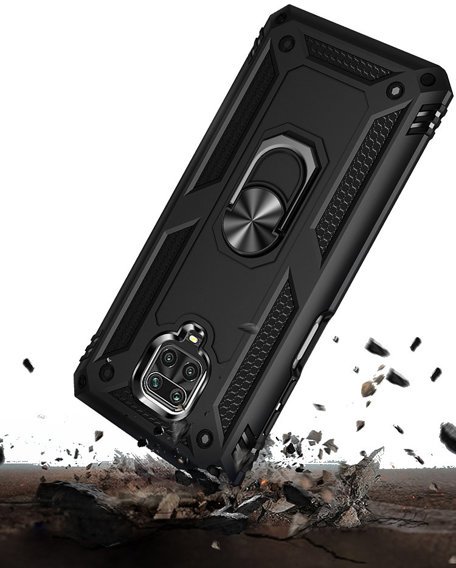 Husă blindată pentru Xiaomi Redmi Note 9S / 9 Pro, Nox Case Ring, negru