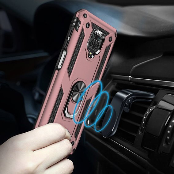 Husă blindată pentru Xiaomi Redmi Note 9S / 9 Pro, Nox Case Ring, roz