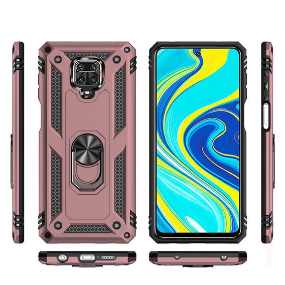 Husă blindată pentru Xiaomi Redmi Note 9S / 9 Pro, Nox Case Ring, roz