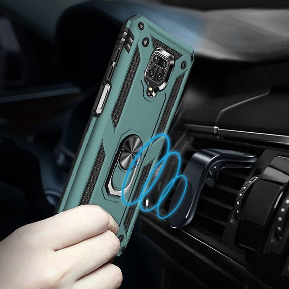 Husă blindată pentru Xiaomi Redmi Note 9S / 9 Pro, Nox Case Ring, verde