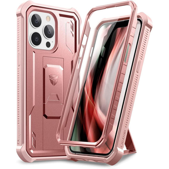 Husă blindată pentru iPhone 13 Pro, Dexnor Full Body, roz rose gold