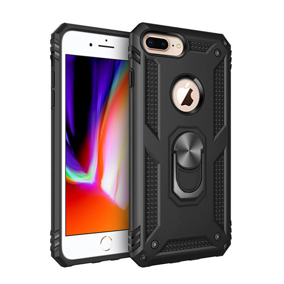 Husă blindată pentru iPhone 6+ / 6S+ / 7+ / 8+ Plus, Nox Case Ring, negru