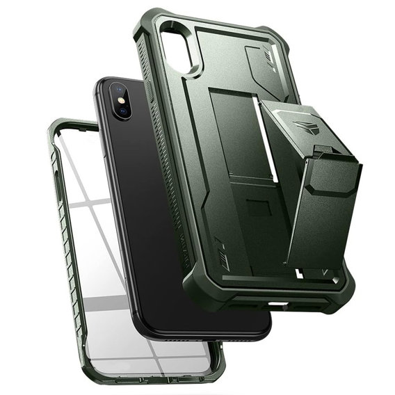 Husă blindată pentru iPhone X / XS, Dexnor Full Body, verde