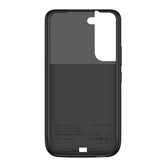 Husă cu baterie de 4700mAh pentru Samsung Galaxy S22, negru