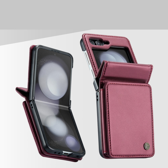 Husa cu clapetă CASEME pentru Samsung Galaxy Z Flip5 5G, Litchi Wallet, roșu