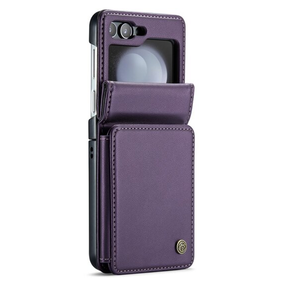 Husa cu clapetă CASEME pentru Samsung Galaxy Z Flip5 5G, Litchi Wallet, violet