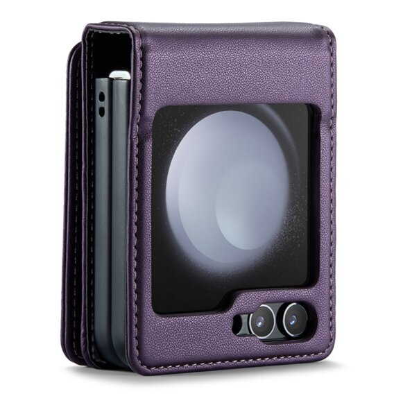 Husa cu clapetă CASEME pentru Samsung Galaxy Z Flip5 5G, Litchi Wallet, violet