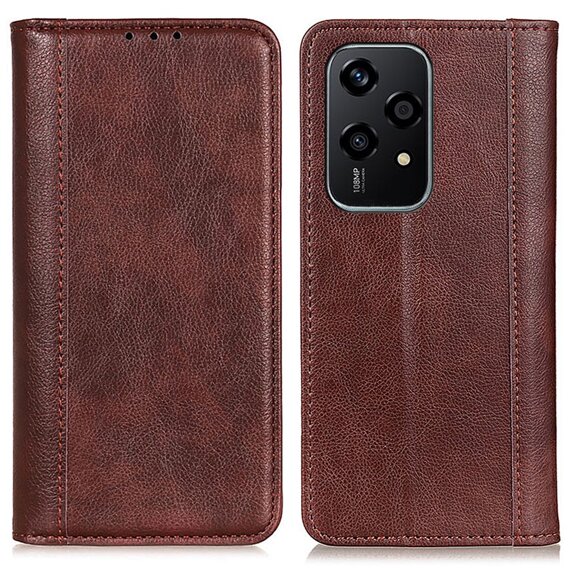 Husa cu clapetă pentru Honor 200 Lite, Split Leather, maro