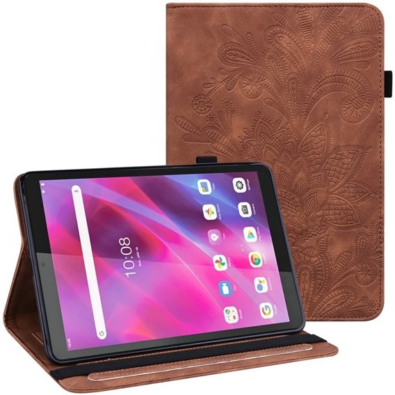 Husă cu clapetă pentru Lenovo Tab M8 Gen 4, flower, maro