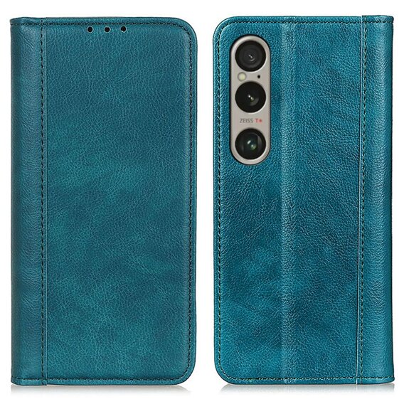 Husa cu clapetă pentru Sony Xperia 1 VI, Split Leather, verde