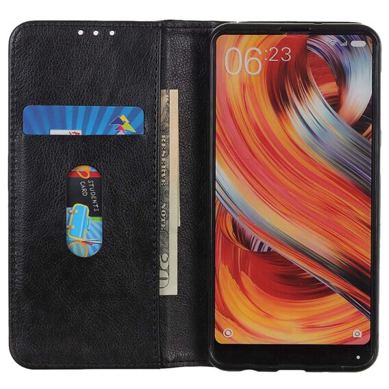 Husa cu clapetă pentru Xiaomi Poco F6 Pro, Split Leather, negru