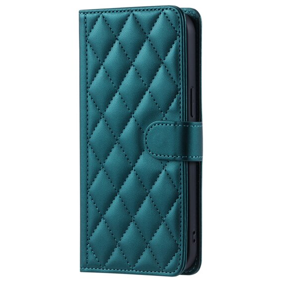 Husă cu clapetă pentru Xiaomi Redmi Note 13 Pro 4G, Rhombus Crossbody Leather, verde închis