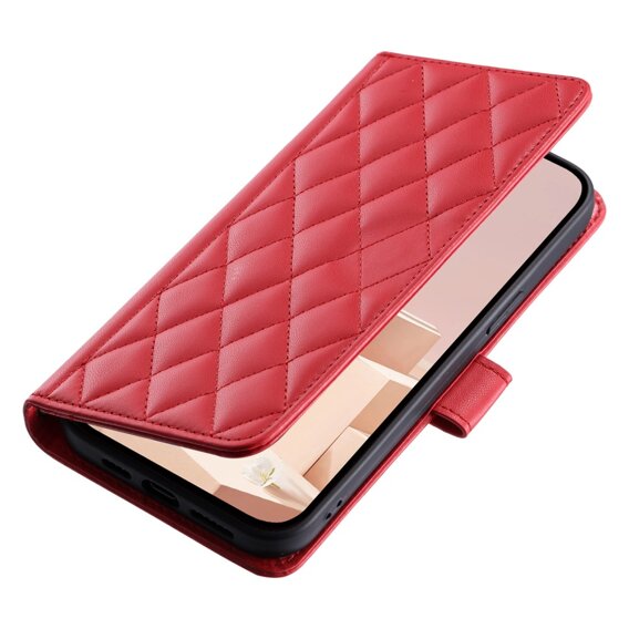 Husă cu clapetă pentru iPhone 16 Pro Max, Rhombus Crossbody Leather, roșu