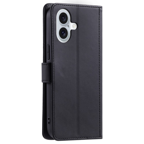 Husă cu clapetă pentru iPhone 16, Rhombus Crossbody Leather, negru