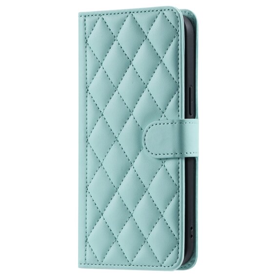 Husă cu clapetă pentru iPhone 16, Rhombus Crossbody Leather, verde