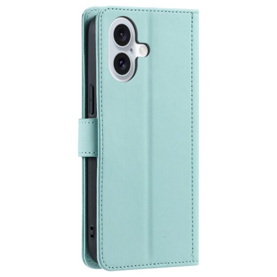 Husă cu clapetă pentru iPhone 16, Rhombus Crossbody Leather, verde