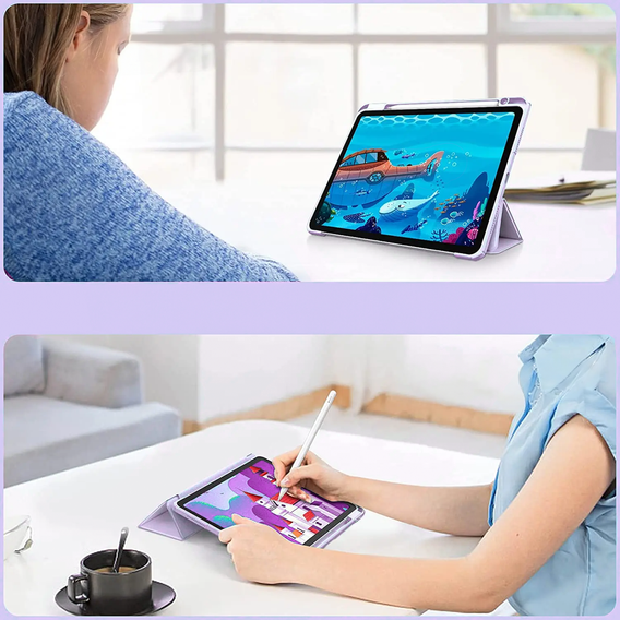 Husă pentru Apple iPad Air 11" 6 gen. 2024 (A2902, Smartcase Hybrid, cu spațiu pentru stylus, violet