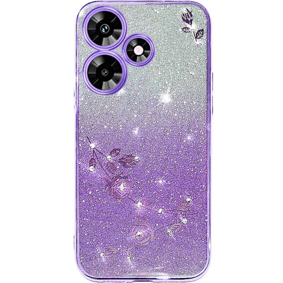 Husă pentru Infinix Hot 30i, Glitter Flower,  violet