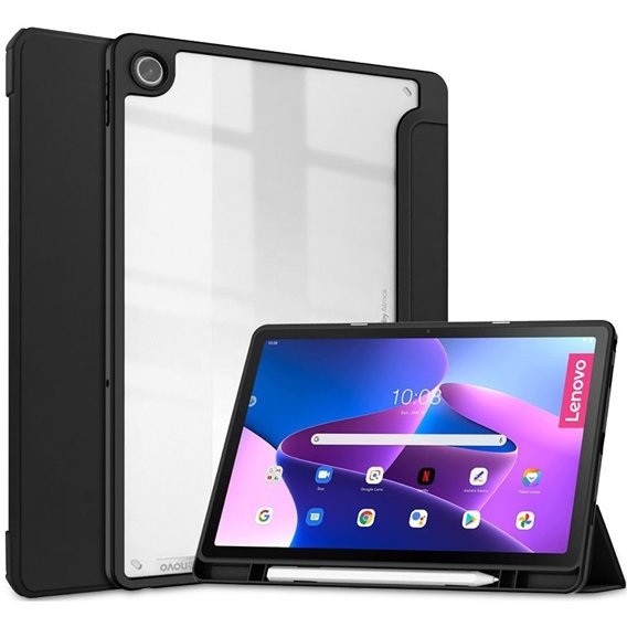 Husă pentru Lenovo Tab M10 Plus 10.6 Gen 3 TB-125F TB-128F, Smartcase Hybrid, cu spațiu pentru stylus, negru