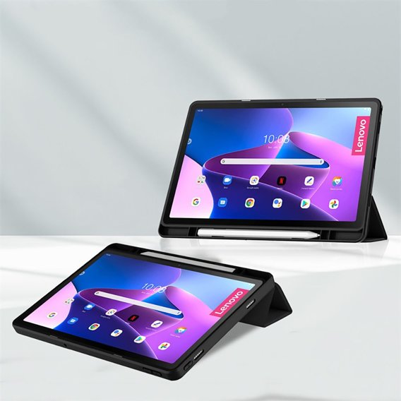 Husă pentru Lenovo Tab M10 Plus 10.6 Gen 3 TB-125F TB-128F, Smartcase Hybrid, cu spațiu pentru stylus, negru