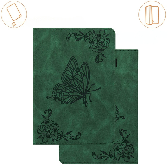 Husă pentru Lenovo Tab M9, Butterfly, verde