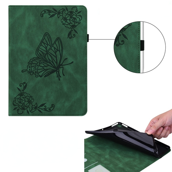 Husă pentru Lenovo Tab M9, Butterfly, verde