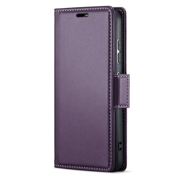 Husă pentru Motorola Moto G24 / Moto G04, ERBORD Glossy Litchi, portofel cu clapetă, violet