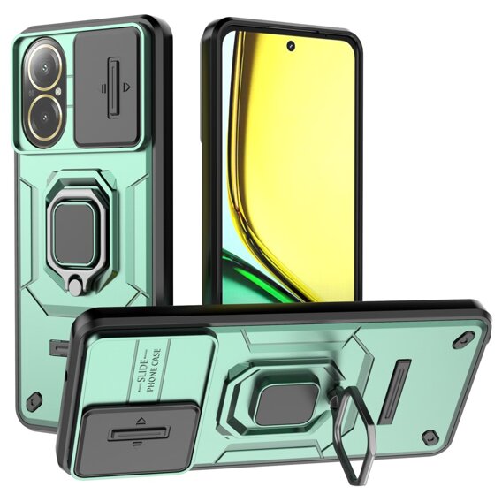 Husă pentru Realme C67 4G, KickStand Camera Lens, verde