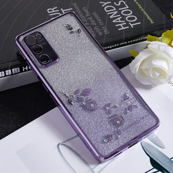 Husă pentru Samsung Galaxy S20 FE, Glitter Flower, violet