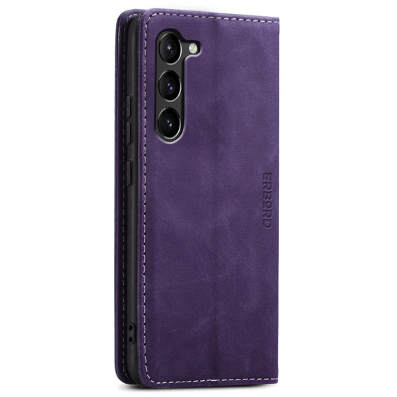 Husă pentru Samsung Galaxy S23, ERBORD Vintage, portofel cu clapetă, violet