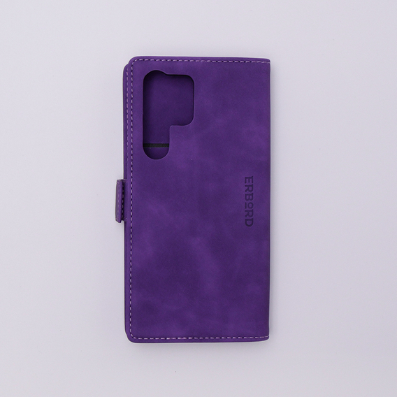 Husă pentru Samsung Galaxy S23 Ultra, ERBORD Vintage, portofel cu clapetă, violet