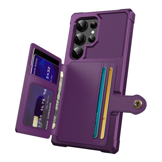 Husa pentru Samsung Galaxy S24 Ultra, Card Holder Kickstand, violet