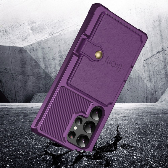 Husa pentru Samsung Galaxy S24 Ultra, Card Holder Kickstand, violet