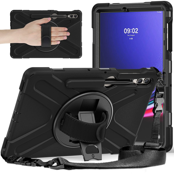 Husă pentru Samsung Galaxy Tab S9 FE+ / S9+ / S8+ / S7+, protecție blindată, negru