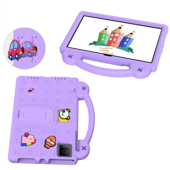 Husă pentru copii pentru T Tablet 5G, Cute Patterns, cu suport, violet