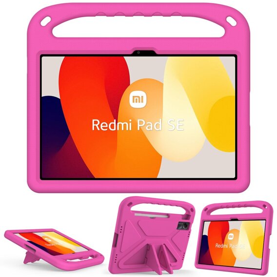 Husa pentru copii pentru Xiaomi Redmi Pad SE 11", Husa pentru copii cu mâner, roz