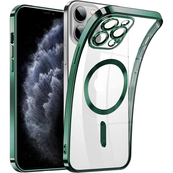 Husă pentru iPhone 11 Pro, Electro MagSafe, verde + Sticlă pentru ecran