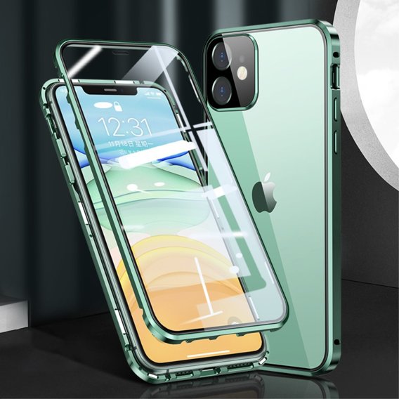 Husa pentru iPhone 12 Mini, Magnetic Dual Glass, verde