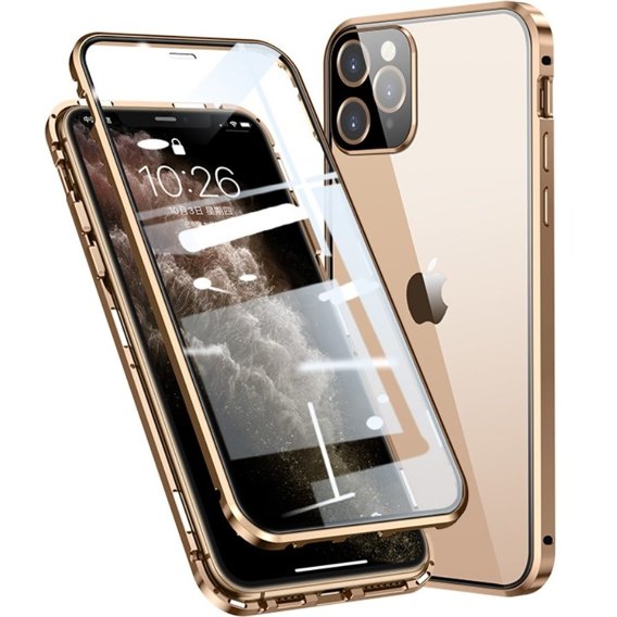 Husa pentru iPhone 12 Pro, Magnetic Dual Glass, de aur