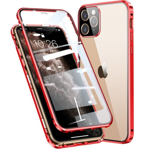 Husa pentru iPhone 12 Pro, Magnetic Dual Glass, roșu