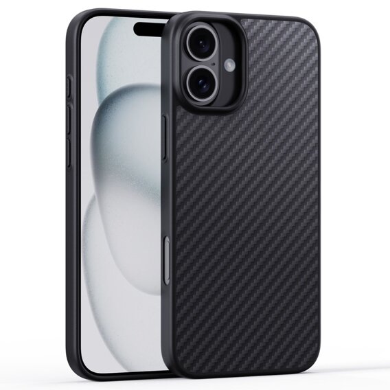 Husă pentru iPhone 16, Aramid Fiber Cover, negru