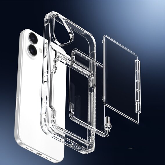 Husă pentru iPhone 16, Card Holder Kickstand, transparent