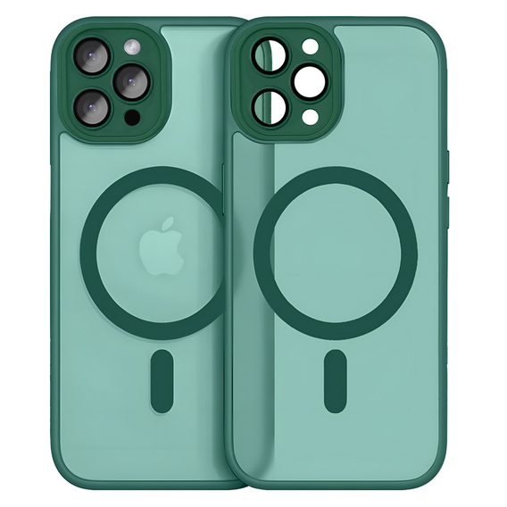 Husă pentru iPhone 16 Pro, pentru MagSafe, ERBORD Matt Case, verde + sticlă pentru ecran